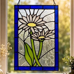 Tiffany-Style Daisy Stained Glass Window Panel
